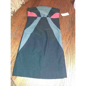 New Small Charlotte Russe Black Grey Red Strapless Mini Colorblock Dress NWT